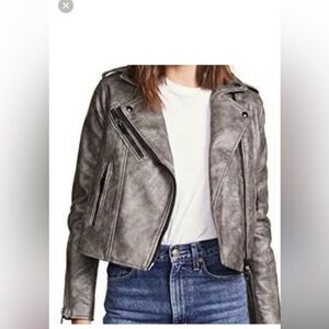 Blank NYC Dark Gray Snake Print Leather Multiple Zipper  Motorcycle Jacket M